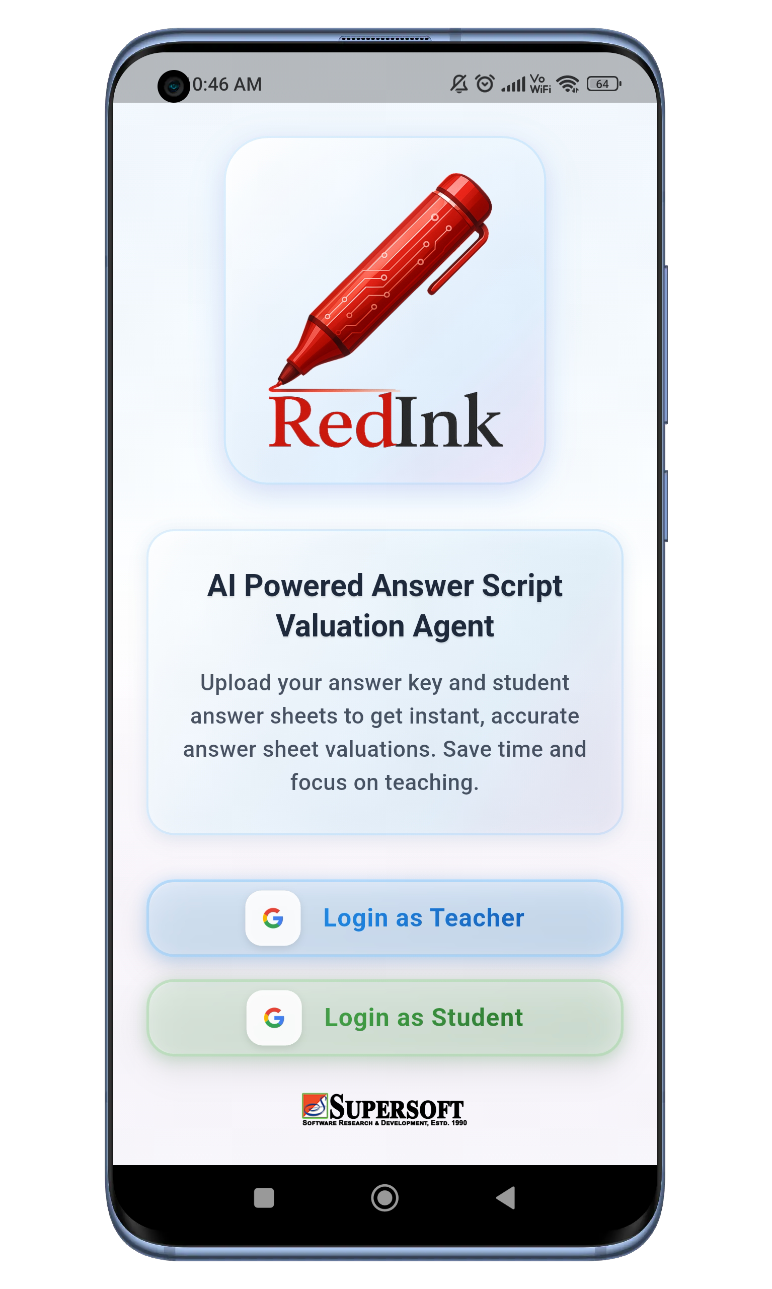 RedInk  Login Screen